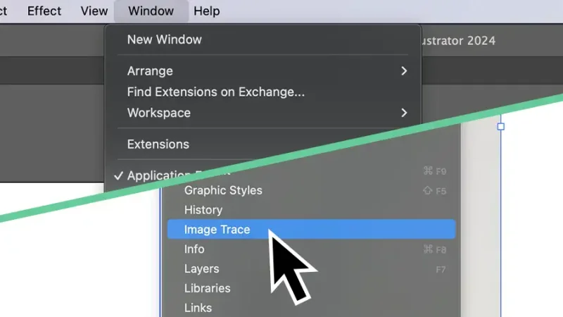 Black arrow highlighting a menu item in blue