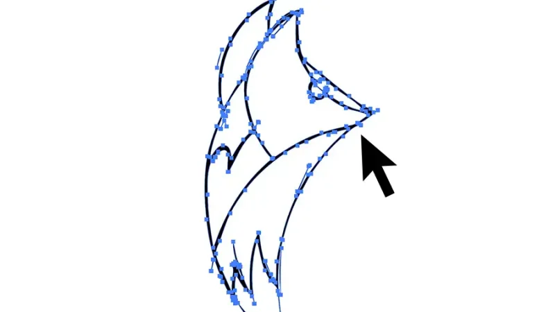 Black arrow pointing to image of fox made of blue points