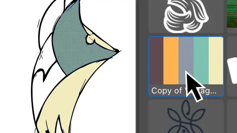 Black arrow pointing to color palette