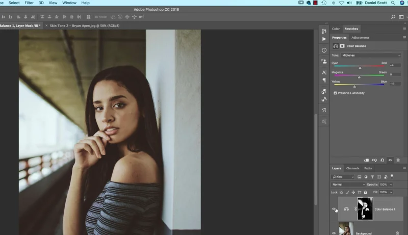 In this example I want to make the skin tones look warmer.