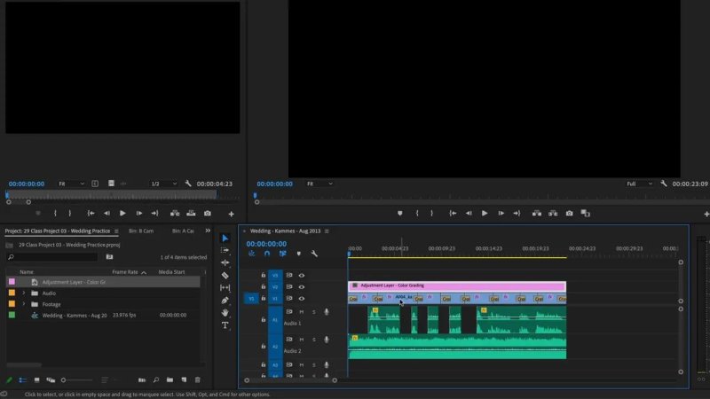 Premiere Pro timeline showing the newly created 