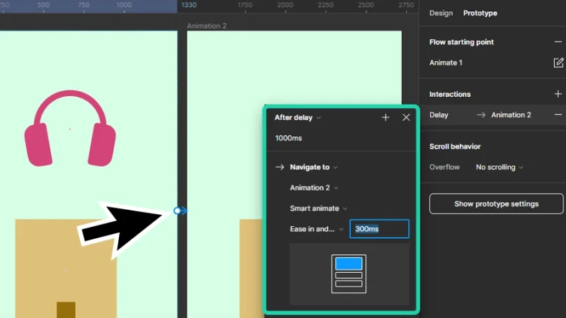 Setting ease in and out timing for animation in figma