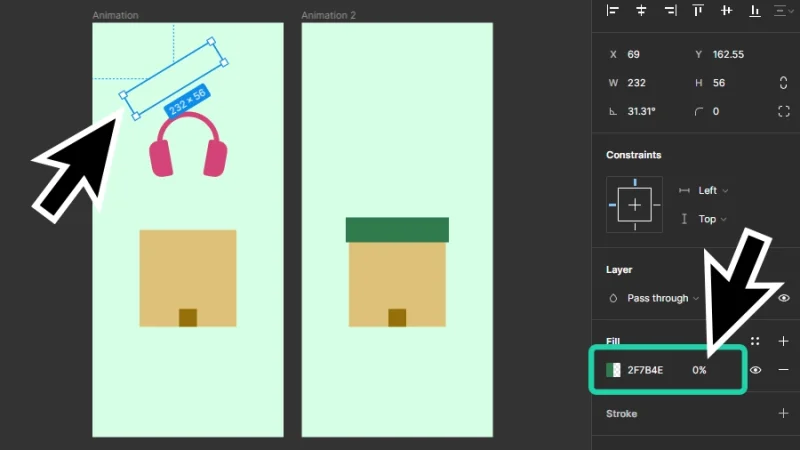 reducing an object opacity level to zero in figma