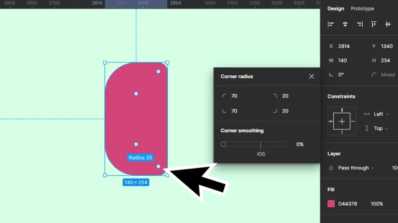 adjusting corner radius values in figma