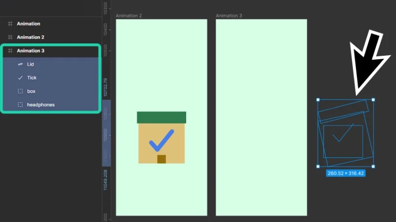 layer panel view of hidden objects outside frame in figma