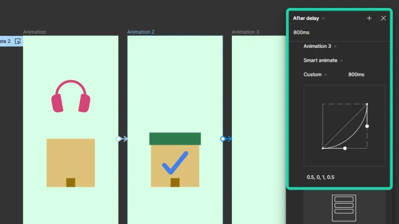 second interaction settings for animating in figma