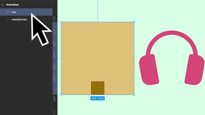 vector box and headphones designed in figma