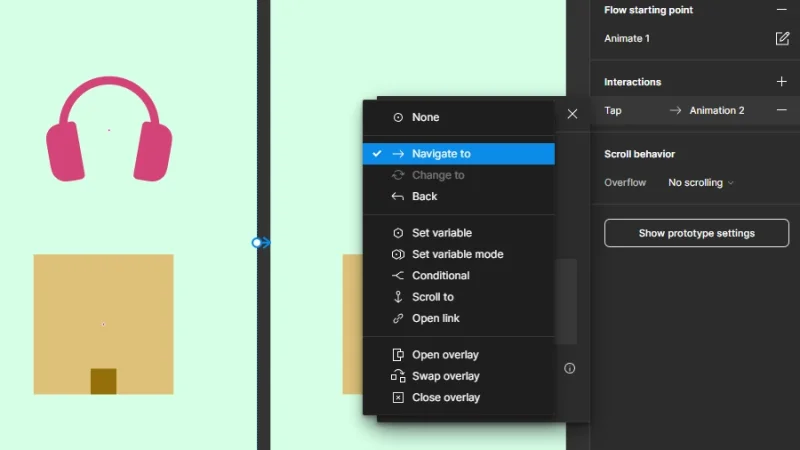 actions drop down menu in figma