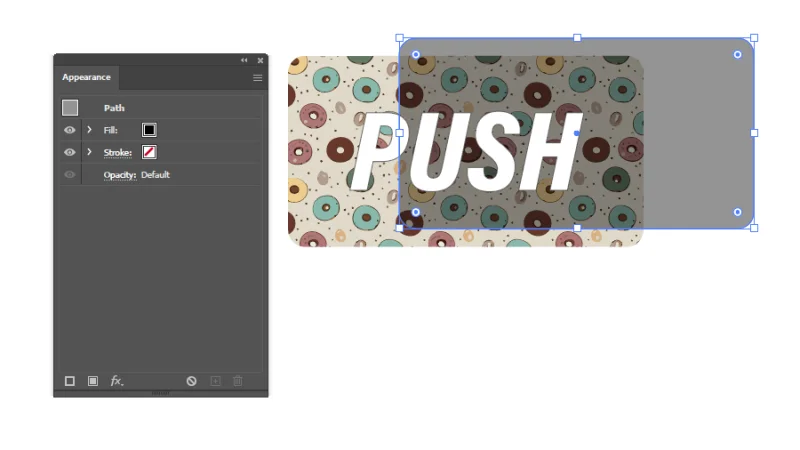 donut pattern background obscured by dark transparent rectangle in illustrator