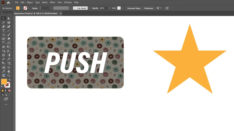 vector designs of a door sign and a star in illustrator