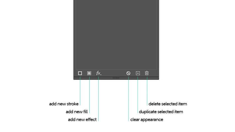 appearance panel lower options bar in illustrator