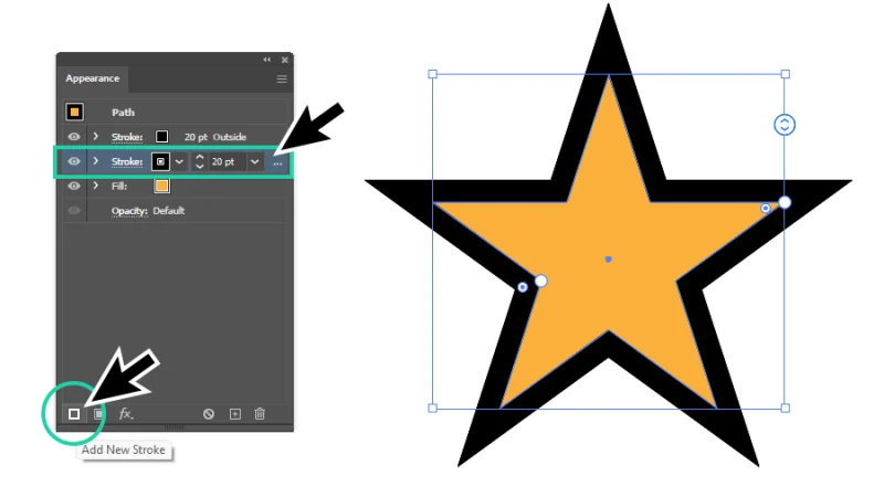 adding new stroke layer to the appearance panel in illustrator