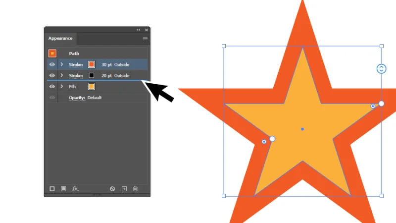adjusting attribute layer order inside the appearance panel in illustrator