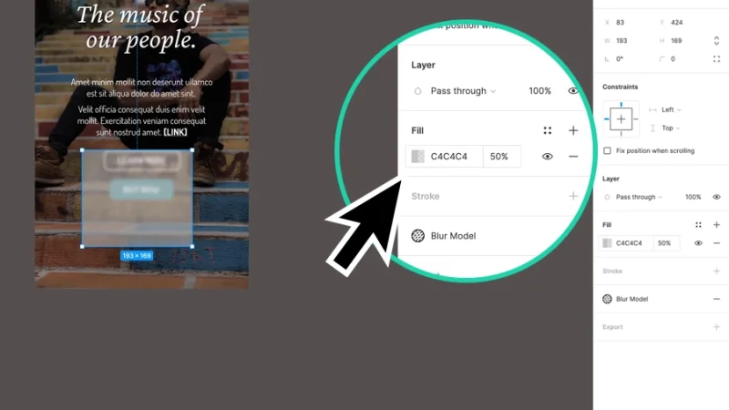 adjusting object transparency from the fill panel in figma
