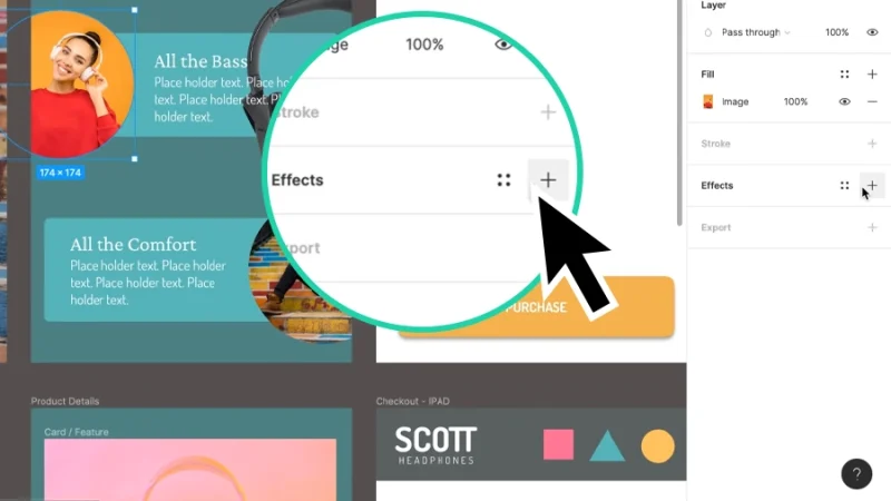 adding a new effect to an object in figma