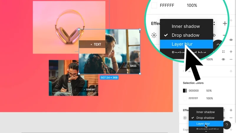 layer blur applied to multiple images in figma