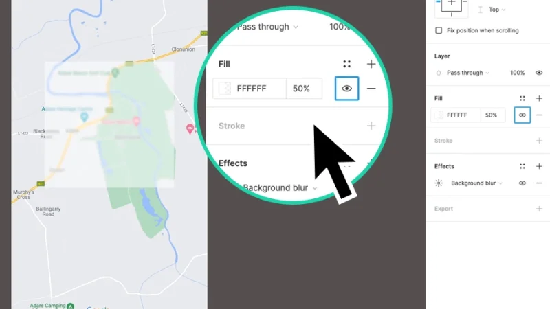 adjusting object transparency from the fill panel in figma