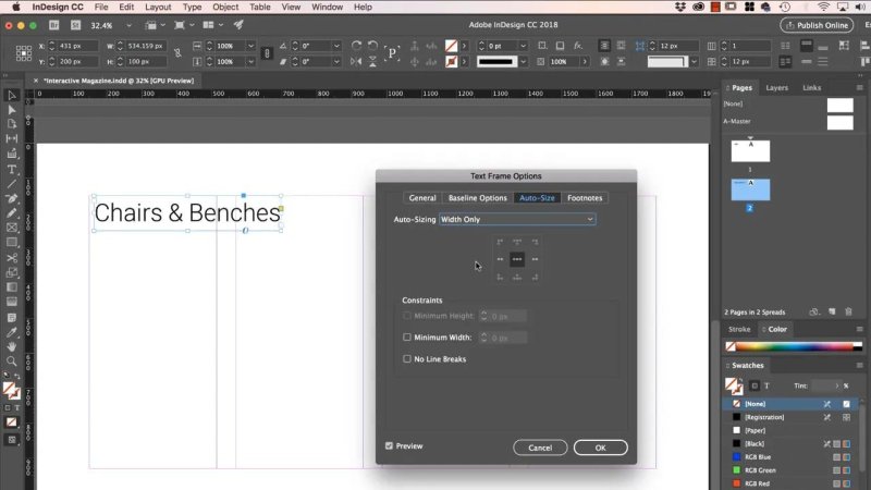 InDesign workspace with the 