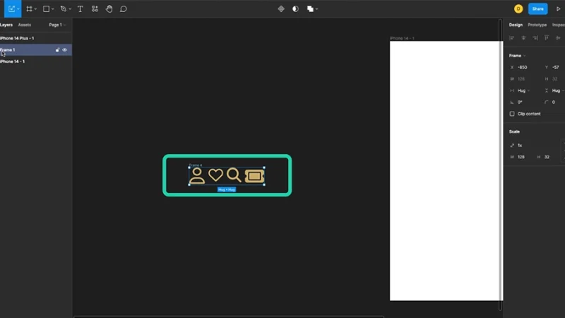 Icons inside auto layout frame in figma
