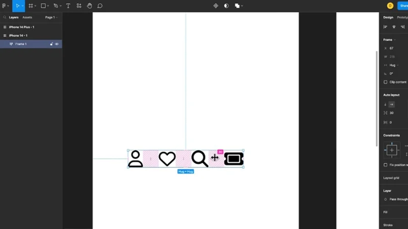 adjusting spacing between icons in figma