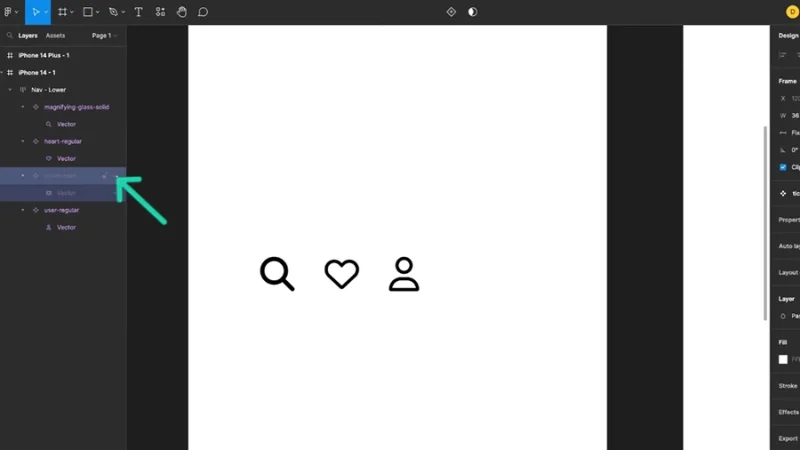 hiding icon element in figma from the layers panel
