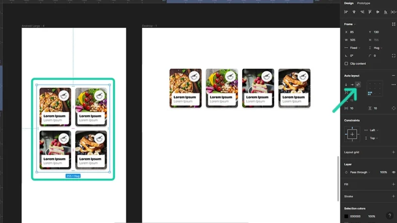 ui cards inside a wrap auto layout frame in figma