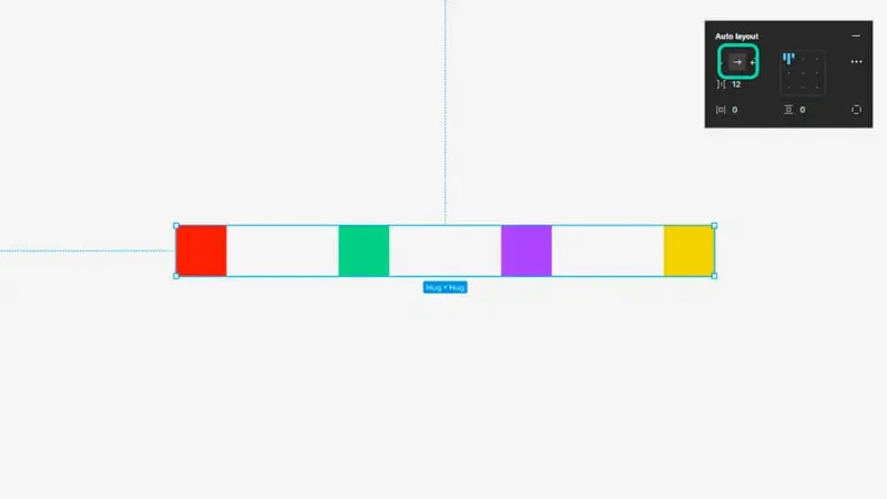 colored squares placed inside a figma frame