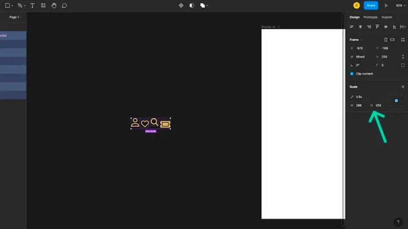 resizing icons in figma scale panel