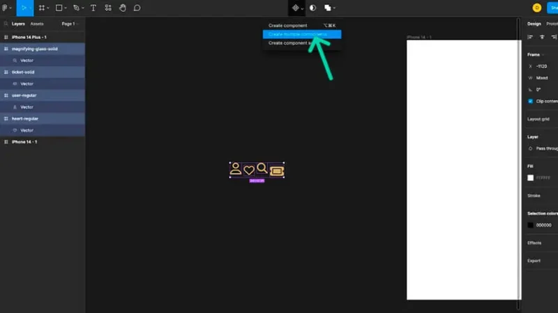 Create multiple components highlighted in figma