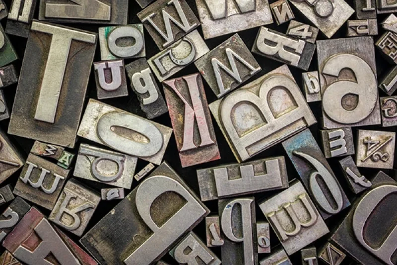 Metal typesetting letters