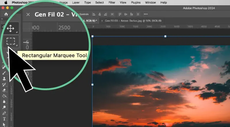 A black arrow points to a menu item in Photoshop