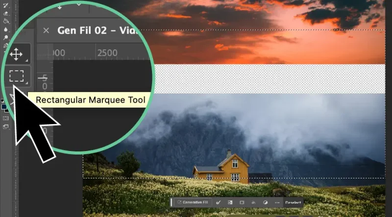 A black arrow points to a menu item in Photoshop.