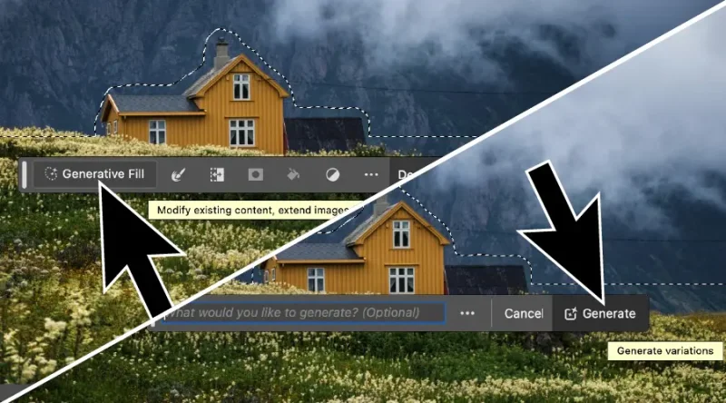 Black arrows point to panel options in Photoshop
