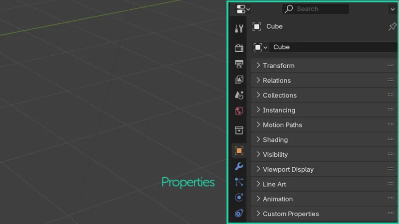 detail of the properties panel object tab in blender