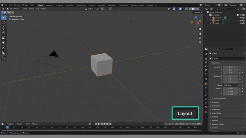 layout workspace full view in Blender