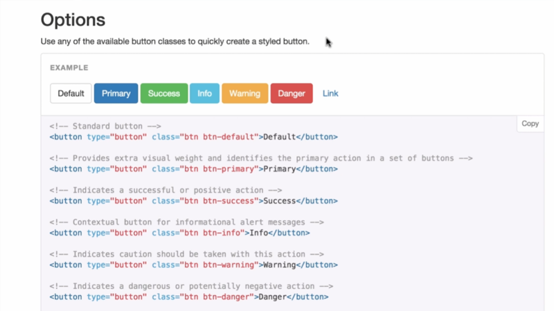 Bootstrap documentation page titled 