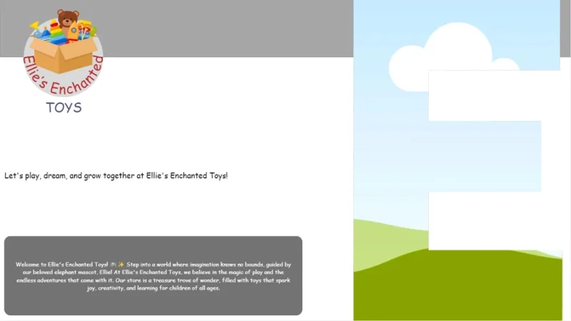 presentation mockup homepage for a toy store designed in canva
