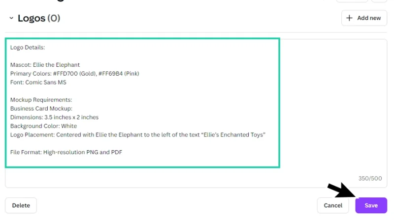 saving brand kit guidelines in canva