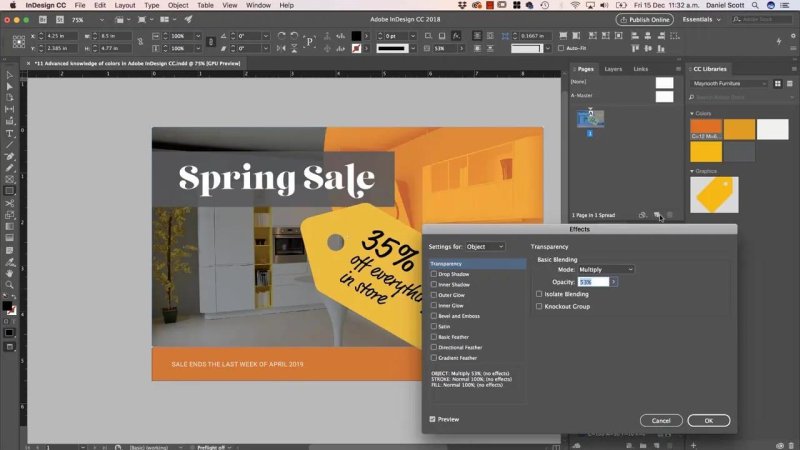 InDesign workspace showing an orange vector overlay set to 