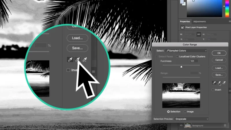 add to sample eyedropper icon magnified  in adobe photoshop