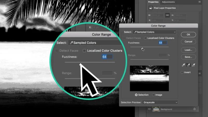 fuzziness setting slider magnified in adobe photoshop