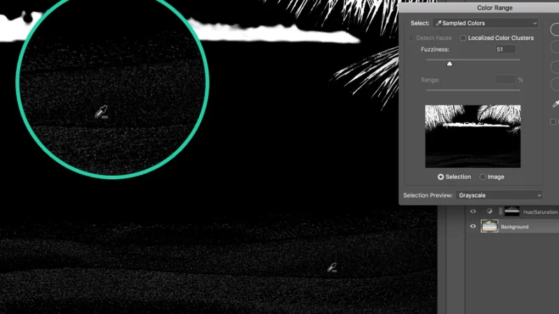 subtracting colors from sample with the eyedropper subtract option in adobe photoshop