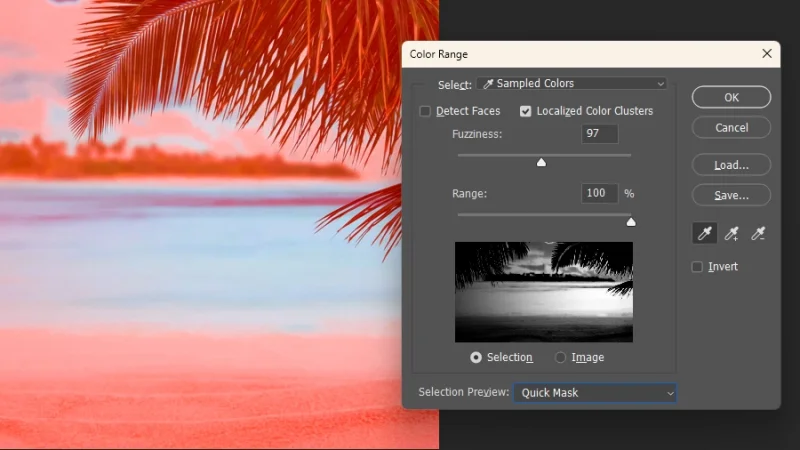 quick mask preview mode in adobe photoshop