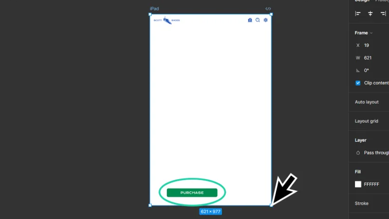 constraint purchase button responsive behavior preview in figma
