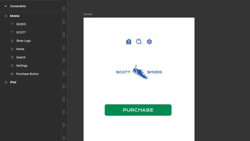 mobile parent frame and sibling objects in figma