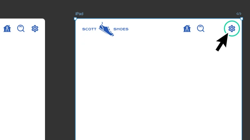 settings icon constrained to the top and right edge of a parent frame in figma