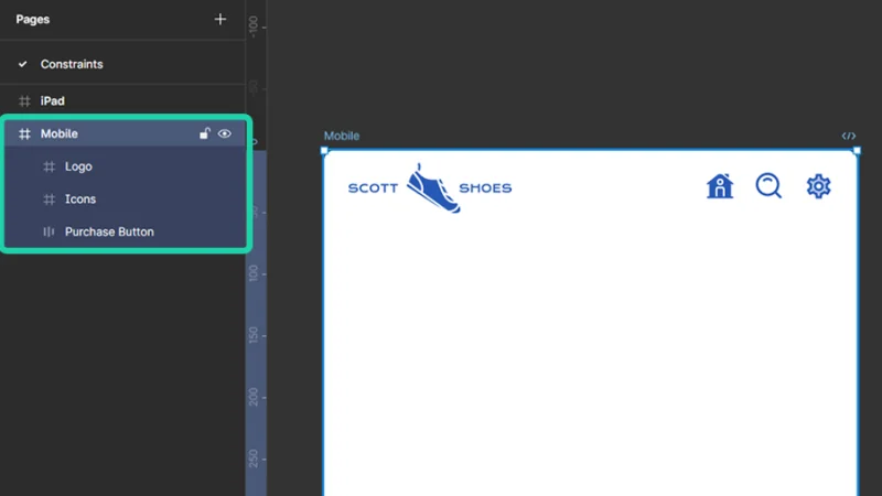 three frames nested inside a parent frame in figma