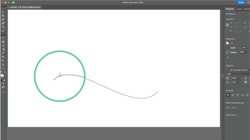 Screenshot of the Type Tool in Illustrator.