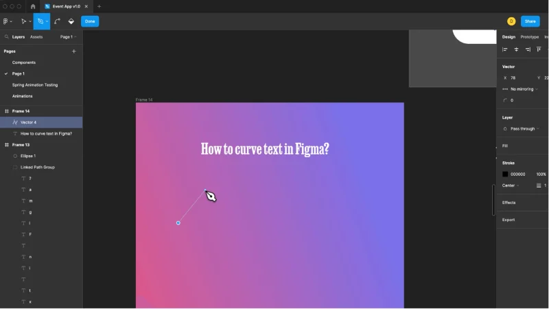 Screenshot of Figma screen with Pen tool
