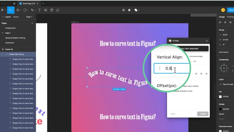 Screenshot of Figma screen with detail To Path plugin